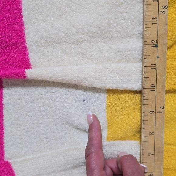 ANDREE BY UNIT Women's S Pink & Yellow Color Block Cardigan Sweater Long - Picture 4 of 7